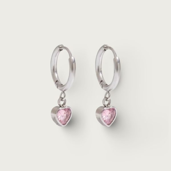 PINK HEART HOOP NAUŠNICE