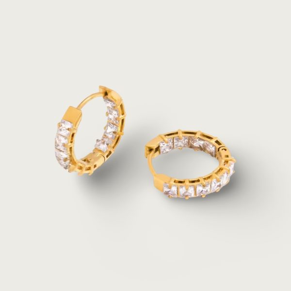 SQUARE ZIRCON HOOPS NAUŠNICE